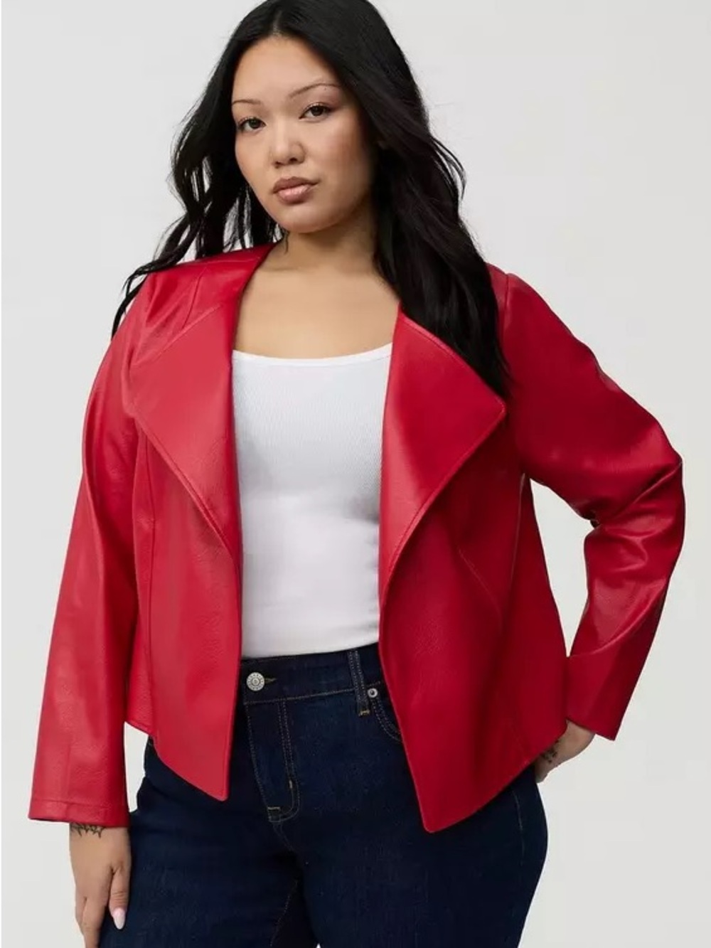 Torrid Collarless Open Front Moto